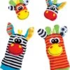 Playgro Pols- En Voetrammelaarset Zebra & Giraf - Set Van 4 Stuks, 2 Polsbandjes En 2 Rammelsokjes