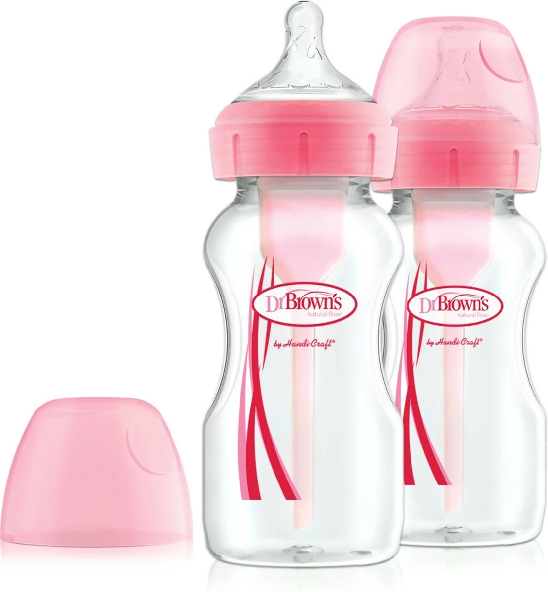 Dr. Brown's Options+ Anti-colic Bottle Brede Hals Fles - 270 Ml - Duopack Roze 3 Dr. Brown's Options+ Anti-colic Bottle Brede Hals Fles - 270 Ml - Duopack Roze