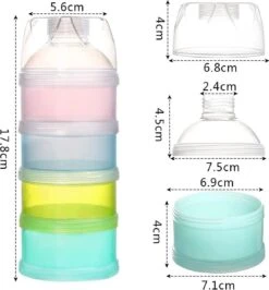 Merkloos 2 Delig - Multifunctioneel Melkpoeder Dispenser - Reis Melkpoeder Doseerdoosjes - Draagbare Snack Box - 4 Laags + 3 Laags Kinder - Babyvoeding Bewaarbakjes Met Schenktuit - Poeder Toren - Multi- Compartiment Snack Doosjes -Babyproducten Serie Winkel 1113x1200 4