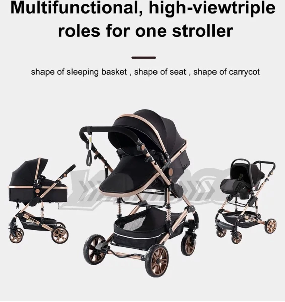 Merkloos Luxe Multi-functionele 3 In 1 Wandelwagen - Babywagen - Kwalitatieve Buggy - Opklapbare Kinderwagen - Licht En Flexibel 17 Merkloos Luxe Multi-functionele 3 In 1 Wandelwagen - Babywagen - Kwalitatieve Buggy - Opklapbare Kinderwagen - Licht En Flexibel - Afbeelding 15