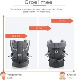 Deryan Meinkind Draagzak - Ergonomische Draagzak Vanaf Geboorte - Antraciet -Babyproducten Serie Winkel 1131x1200 2