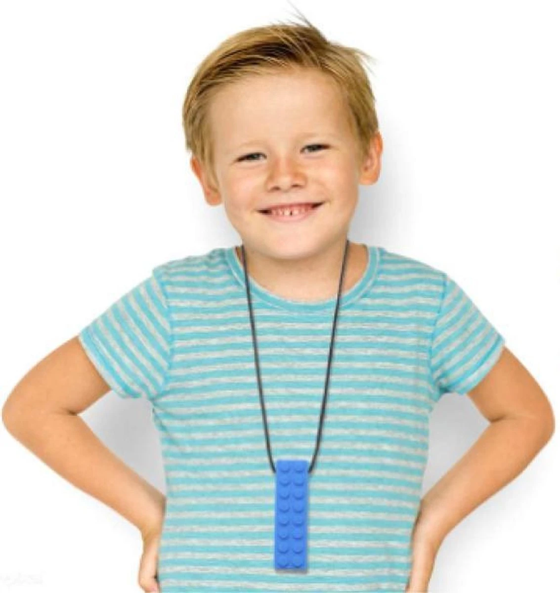 Bijtketting - Kauwketting | Bouwblokje Patroon Oranje 5 Bijtketting - Kauwketting | Bouwblokje Patroon Oranje - Afbeelding 3