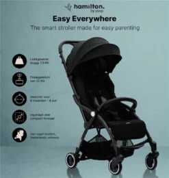 Hamilton By Yoop X1 Plus Buggy – Nieuw, Hoger, Uitgebreider 2023 Model – Premium Stroller Met One Hand Folding Technologie – Zwart – Lichte, Verstelbare En Wendbare Kinderwagen Met Vele Gemakken -Babyproducten Serie Winkel 1140x1200 1