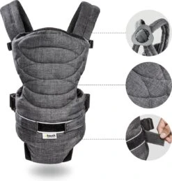 Hauck 2 Way Carrier Draagzak - Buikdrager - Melange Charcoal -Babyproducten Serie Winkel 1146x1200 4