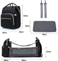 Luiertas - Multifuctioneel Luiertas 3 In 1 - Met Babybedje - Met Verschoningsmatje - Zwart - Met Usb - Met Verdikt Matras -Babyproducten Serie Winkel 1150x1200 3