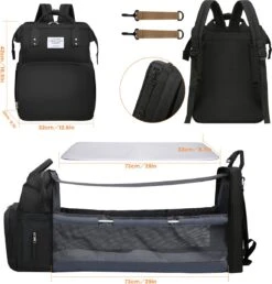 Merkloos Luiertas Rugzak - Luiertassen Met Babybed - Grote Luiertas Met Wieg - Luiertas Verzorgingstas Met Babybedje - Verzorgingsrugzak - Zwart -Babyproducten Serie Winkel 1151x1200 1