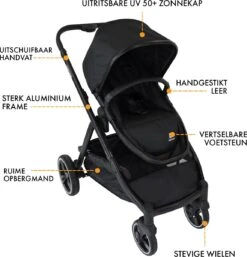 Deryan Evy Kinderwagen - Duo Kinderwagen - Uitbreidbaar - Inclusief Reiswieg - Zwart -Babyproducten Serie Winkel 1152x1200 3