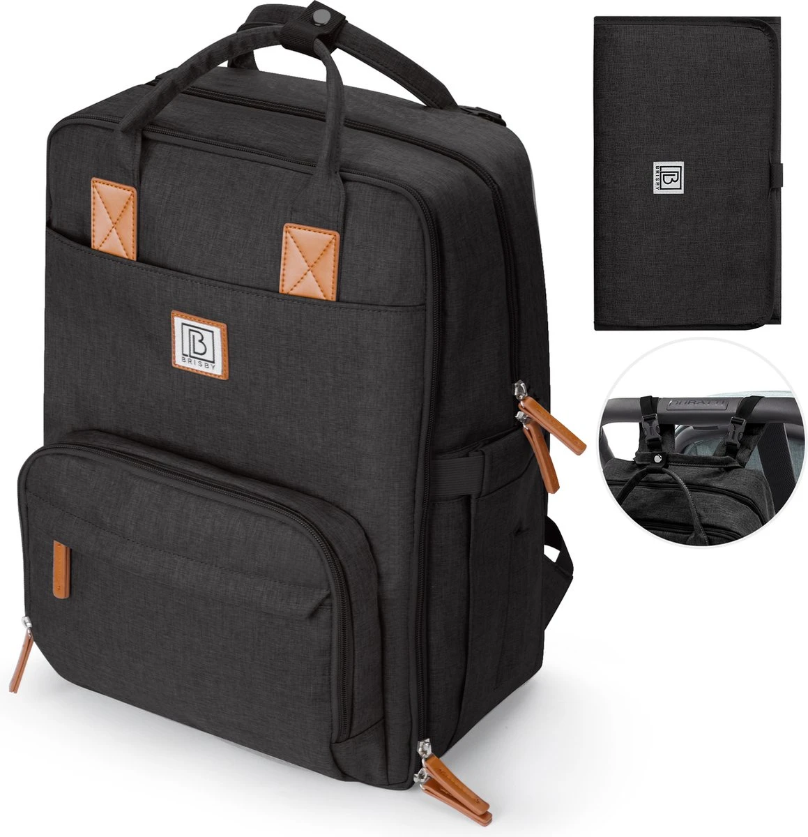 Brisby Slijtvaste Luiertas – Verzorgingstas – Met Buggymontage - Zwart 3 Brisby Slijtvaste Luiertas – Verzorgingstas – Met Buggymontage - Zwart