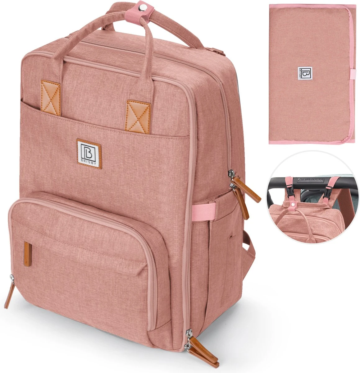 Brisby Slijtvaste Luiertas – Verzorgingstas – Met Buggymontage - Roze 3 Brisby Slijtvaste Luiertas – Verzorgingstas – Met Buggymontage - Roze