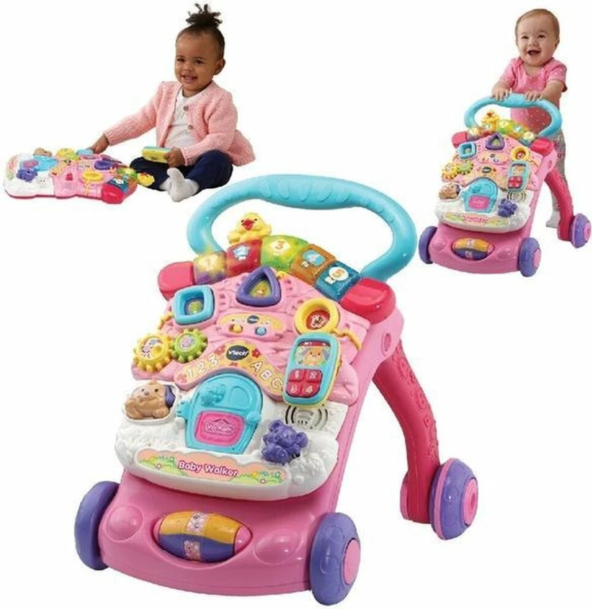 VTech 2 In 1 Baby Walker - Educatief Babyspeelgoed - Roze - 9 Tot 36 Maanden 7 VTech 2 In 1 Baby Walker - Educatief Babyspeelgoed - Roze - 9 Tot 36 Maanden - Afbeelding 5