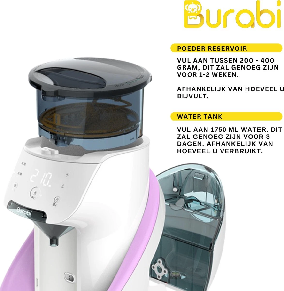 BURABI Automatische Baby Fles Maker | Fles Voeding Apparaat | Baby Senseo | Met App | Baby Verzorging | Baby Melk | Fles Bereiding | Babymelk | Baby Voeding 13 BURABI Automatische Baby Fles Maker | Fles Voeding Apparaat | Baby Senseo | Met App | Baby Verzorging | Baby Melk | Fles Bereiding | Babymelk | Baby Voeding - Afbeelding 11