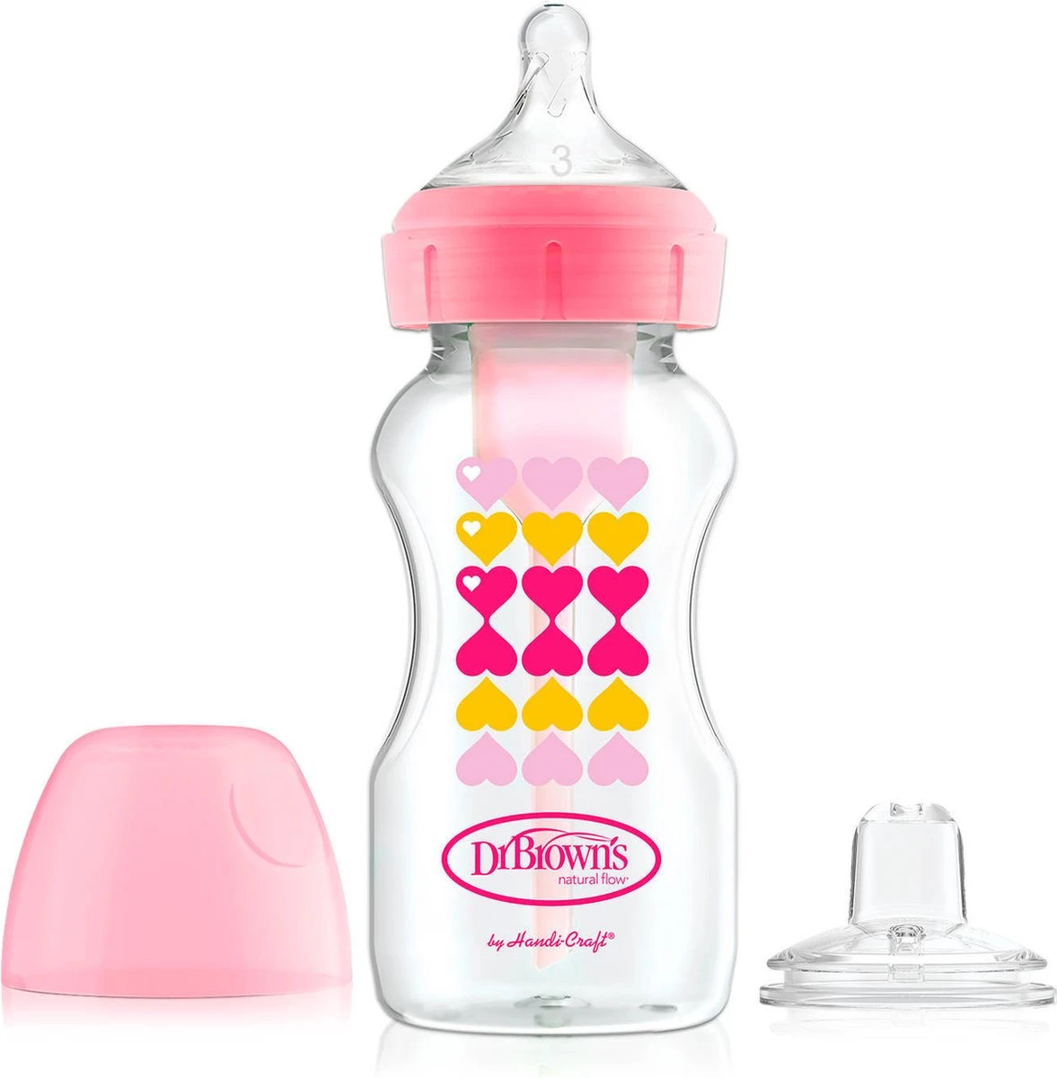 Dr. Brown's Options+ Anti-colic Transition Bottle - Bottle To Sippy Starterkit BH - 270 Ml - Roze 3 Dr. Brown's Options+ Anti-colic Transition Bottle - Bottle To Sippy Starterkit BH - 270 Ml - Roze