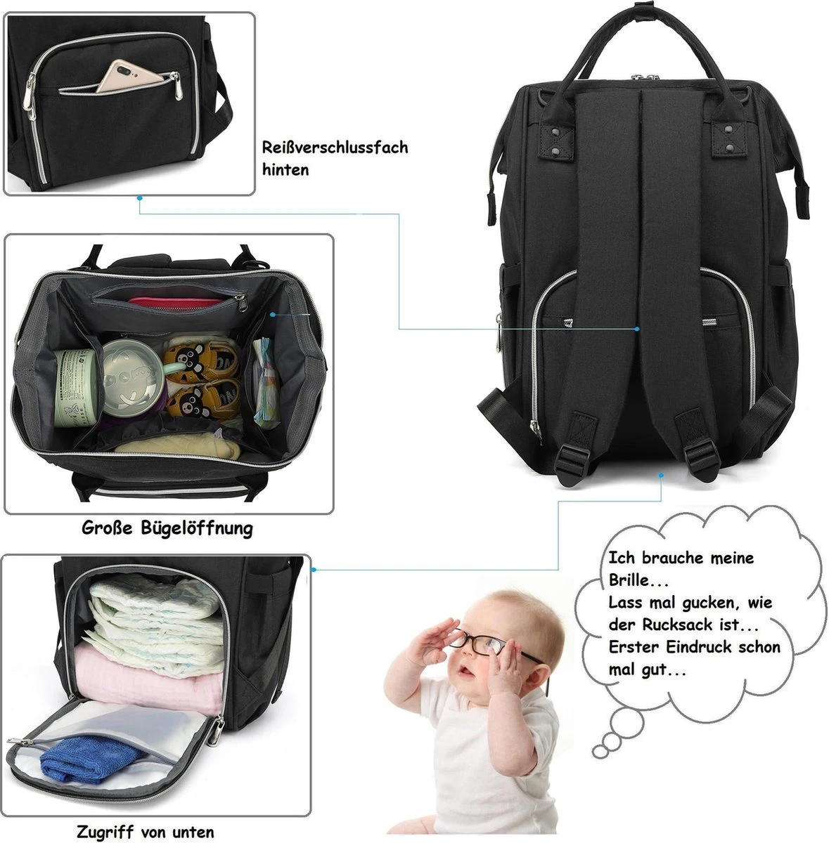 Massi Miliano Luiertas Unisex Zwart (M-22003-6) 7 Massi Miliano Luiertas Unisex Zwart (M-22003-6) - Afbeelding 5