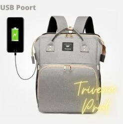 Luier- En Verzorgingstas - Luiertassen - Baby Rug Tas Met Isoleervak - Incl Flessen Verwarmer - Luiertas - Unisex/Jongens/Meisjes - Grijs - Luier Tas - Verzorgingstas Baby - Uitschuifbaar Verschoon/ Slaap Bedje - Incl Matrasje Baby - USB Poort -Babyproducten Serie Winkel 1185x1200