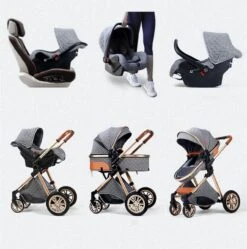 Merkloos Kinderwagen 3-in-1 – Luxe Kinderwagen - Buggy – Wandelwagen - Multifunctioneel – Opklapbaar – Incl Autostoel – Grijs -Babyproducten Serie Winkel 1190x1200 10