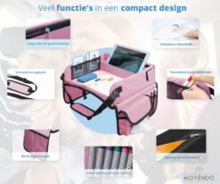 ‘’MOVENDO’’ Reistafel Voor Auto Kinderen – Autotafel – Speeltafel Auto – Travel Tray – Tekentafel – Opvouwbaar Met Tablethouder - Roze -Babyproducten Serie Winkel 1200x1000 2