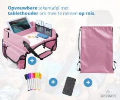 ‘’MOVENDO’’ Reistafel Voor Auto Kinderen – Autotafel – Speeltafel Auto – Travel Tray – Tekentafel – Opvouwbaar Met Tablethouder - Roze -Babyproducten Serie Winkel 1200x1000