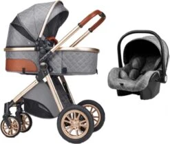 Merkloos Kinderwagen 3-in-1 – Luxe Kinderwagen - Buggy – Wandelwagen - Multifunctioneel – Opklapbaar – Incl Autostoel – Grijs -Babyproducten Serie Winkel 1200x1013 3