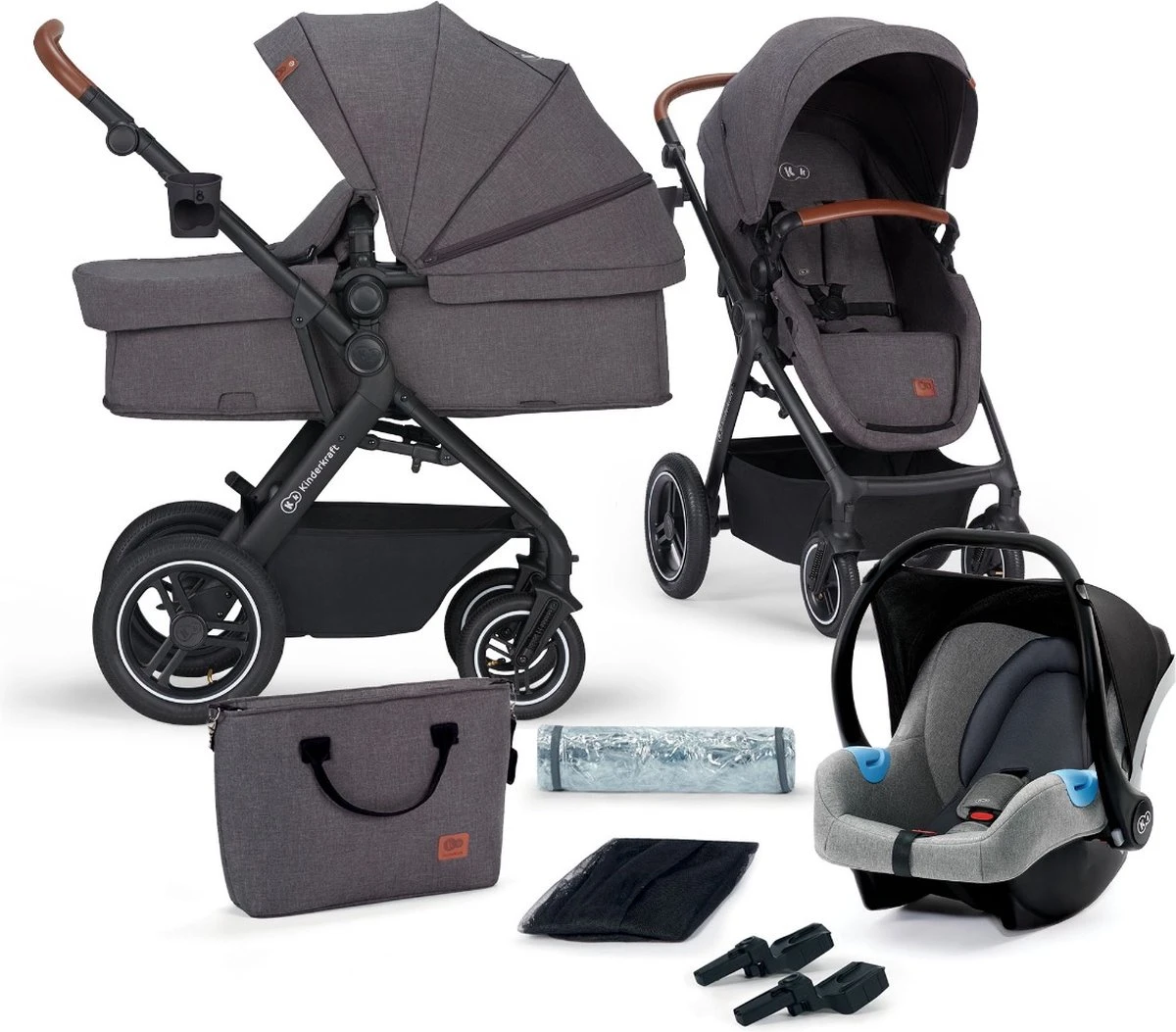 Kinderkraft B-Tour Ash Grey 3-in-1 Combi Kinderwagen Incl. Autostoel KSBTOU00DGR3000 3 Kinderkraft B-Tour Ash Grey 3-in-1 Combi Kinderwagen Incl. Autostoel KSBTOU00DGR3000