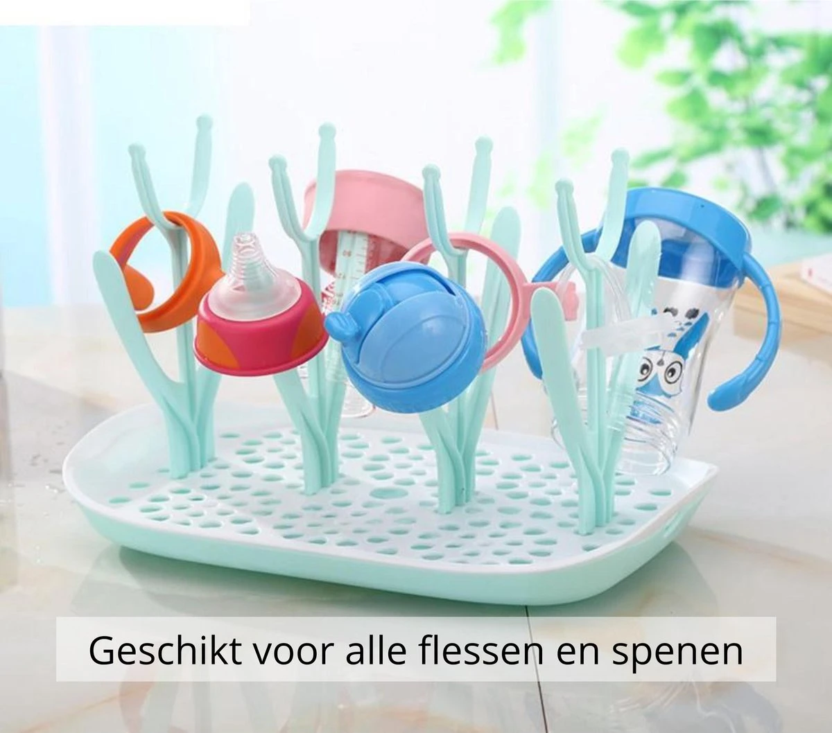 Flessen Droogrek Inclusief Borstelset - Afdruiprek Babyflessen Met Flessenborstels - Flessendroogrek Met Lekbak - Mint 11 Flessen Droogrek Inclusief Borstelset - Afdruiprek Babyflessen Met Flessenborstels - Flessendroogrek Met Lekbak - Mint - Afbeelding 9