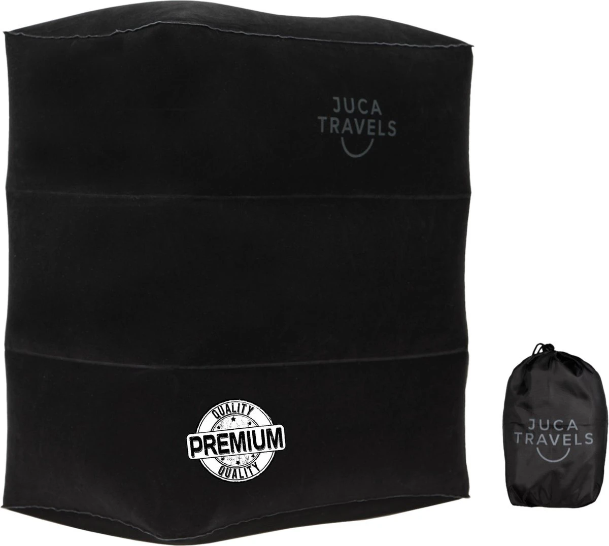 Juca Travels - Vliegtuigbedje - Voetkussen Opblaasbaar - Voetensteun - Voetenbankje - 3 Hoogte Standen - Reiskussen