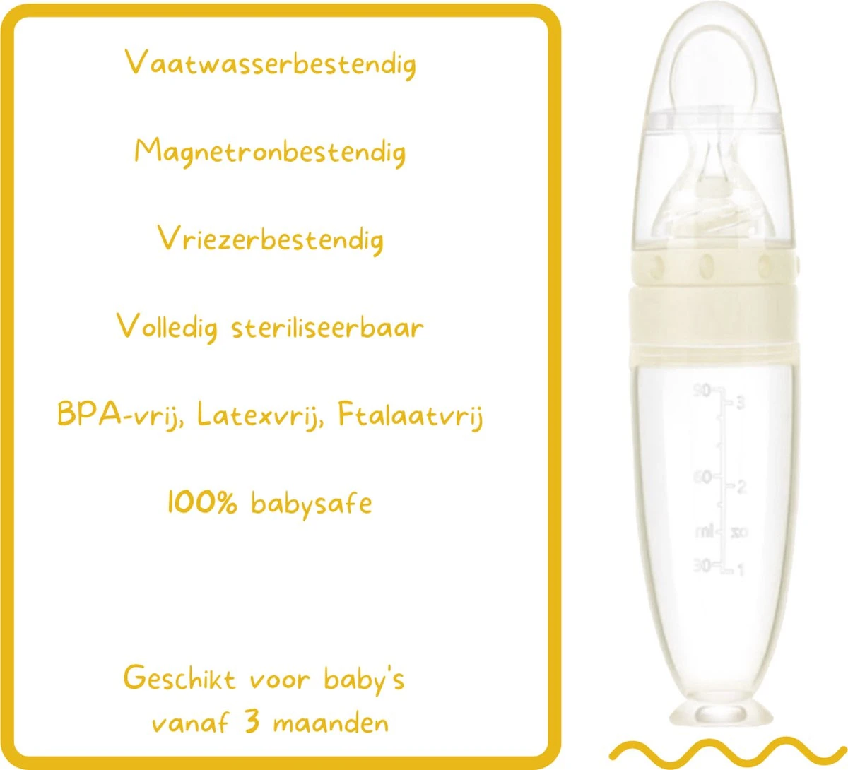 Biberoia® Knijpfles Met Lepel – Baby / Kinderbestek - Kraamcadeau – Babyshower – Wit 7 Biberoia® Knijpfles Met Lepel – Baby / Kinderbestek - Kraamcadeau – Babyshower – Wit - Afbeelding 5