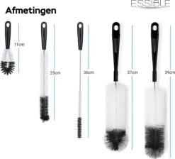 ESSIBLE Flessenborstel - Flessenrager - Schoonmaakborstel - Flessenreiniger - 5 Stuks - Kras- En BPA Vrij - Geschikt Voor Alle Oppervlakken - Zwart -Babyproducten Serie Winkel 1200x1090 4