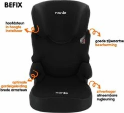 Nania - Autostoel Befix - Eco Zwart (15 Tot 36 Kg) - Zwart -Babyproducten Serie Winkel 1200x1093