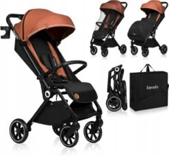 Lionelo Buggy Cloe - Kinderwagen Premium + - Tot 22 Kg - Verstelbare Rugleuning - 5-punts Veiligheidsgordels - Grote Zwenkwielen - Klamboe - Bekerhouder - Lichtgewicht - Compact - Waterdicht