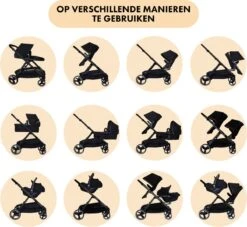 Deryan Evy Kinderwagen - Duo Kinderwagen - Uitbreidbaar - Inclusief Reiswieg - Zwart -Babyproducten Serie Winkel 1200x1105 5