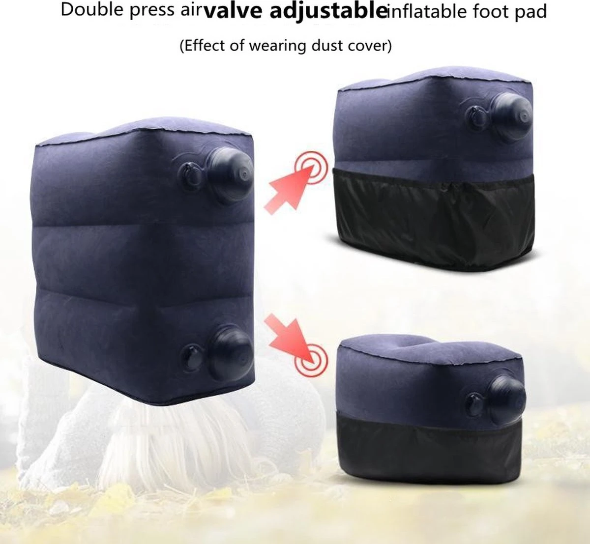 TDR-Opblaasbaar Voetkussen - 3 Hoogtestanden - Vliegtuigbedje - Blauw 5 TDR-Opblaasbaar Voetkussen - 3 Hoogtestanden - Vliegtuigbedje - Blauw - Afbeelding 3