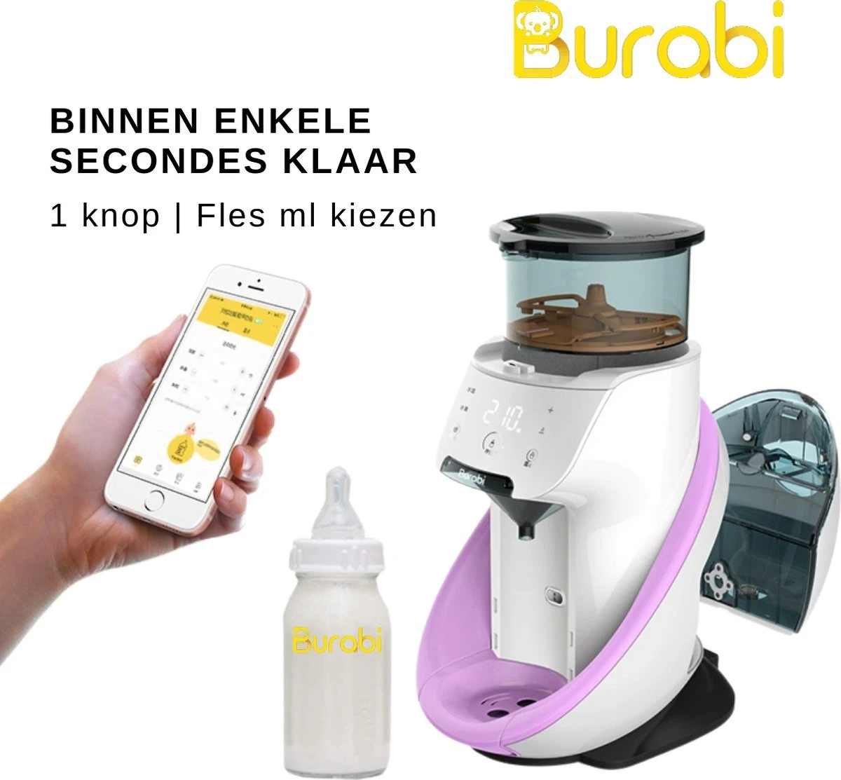 BURABI Automatische Baby Fles Maker | Fles Voeding Apparaat | Baby Senseo | Met App | Baby Verzorging | Baby Melk | Fles Bereiding | Babymelk | Baby Voeding 4 BURABI Automatische Baby Fles Maker | Fles Voeding Apparaat | Baby Senseo | Met App | Baby Verzorging | Baby Melk | Fles Bereiding | Babymelk | Baby Voeding - Afbeelding 2