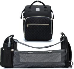 Luiertas - Multifuctioneel Luiertas 3 In 1 - Met Babybedje - Met Verschoningsmatje - Zwart - Met Usb - Met Verdikt Matras -Babyproducten Serie Winkel 1200x1113 3