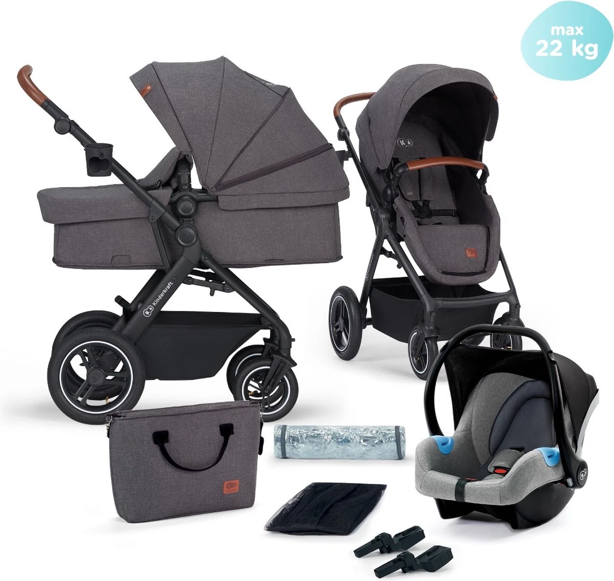 Kinderkraft B-Tour Ash Grey 3-in-1 Combi Kinderwagen Incl. Autostoel KSBTOU00DGR3000 18 Kinderkraft B-Tour Ash Grey 3-in-1 Combi Kinderwagen Incl. Autostoel KSBTOU00DGR3000 - Afbeelding 16