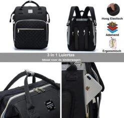 Luiertas - Multifuctioneel Luiertas 3 In 1 - Met Babybedje - Met Verschoningsmatje - Zwart - Met Usb - Met Verdikt Matras -Babyproducten Serie Winkel 1200x1143 1