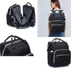 Luiertas - Multifuctioneel Luiertas 3 In 1 - Met Babybedje - Met Verschoningsmatje - Zwart - Met Usb - Met Verdikt Matras -Babyproducten Serie Winkel 1200x1143