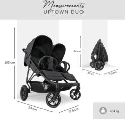 Hauck Uptown Duo Melange Broertje/zusje Kinderwagen Black -Babyproducten Serie Winkel 1200x1146 4
