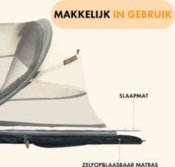 Deryan Baby Luxe Campingbedje – Inclusief Zelfopblaasbare Matras - Cream -Babyproducten Serie Winkel 1200x1151 1