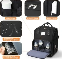 Merkloos Luiertas Rugzak - Luiertassen Met Babybed - Grote Luiertas Met Wieg - Luiertas Verzorgingstas Met Babybedje - Verzorgingsrugzak - Zwart -Babyproducten Serie Winkel 1200x1151 2