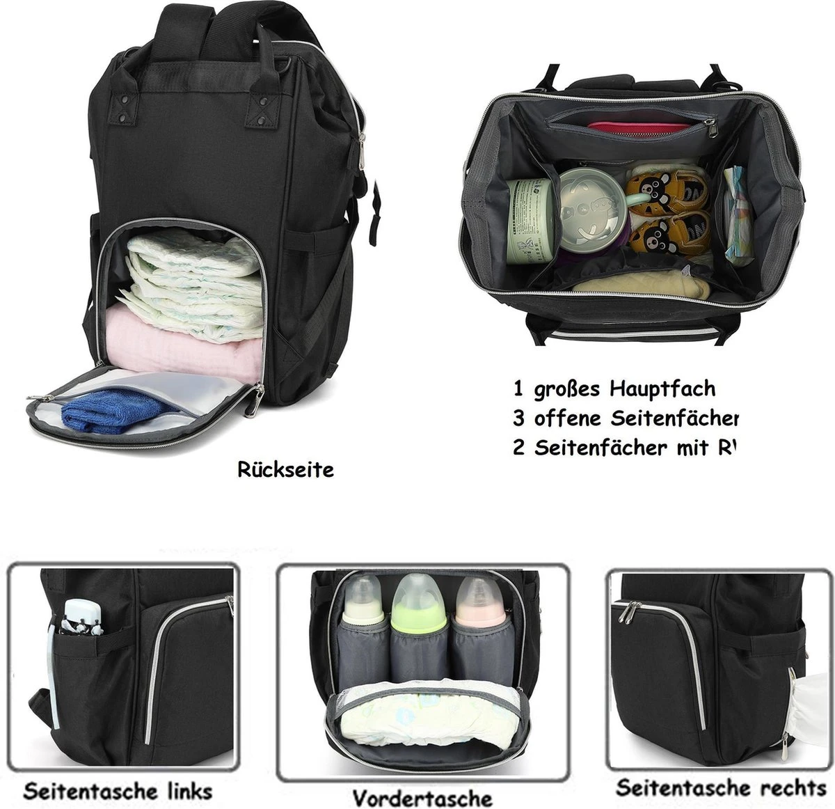 Massi Miliano Luiertas Unisex Zwart (M-22003-6) 4 Massi Miliano Luiertas Unisex Zwart (M-22003-6) - Afbeelding 2