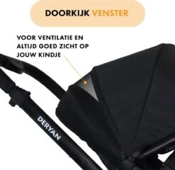 Deryan Evy Kinderwagen - Duo Kinderwagen - Uitbreidbaar - Inclusief Reiswieg - Zwart -Babyproducten Serie Winkel 1200x1164 3