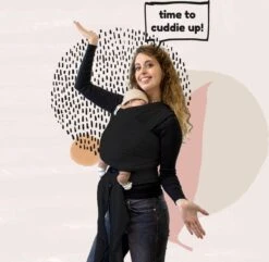 Cuddie Baby Draagdoek - Premium Organic Baby Draagdoek Gemaakt Van Bio Katoen - Newborns Tot 15 Kg - Baby Cadeau - Met Wenskaart - Zwart -Babyproducten Serie Winkel 1200x1171 3