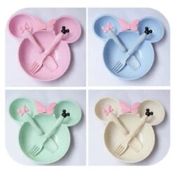 Merkloos Peuter Baby Dinerbord-Servies Voor Kinderen-Eetset Voor Kinderen-Kinderserviesset-3 Delig-Duurzaam-Eco Friendly-Tarwe-Minnie-Roze -Babyproducten Serie Winkel 1200x1174 13