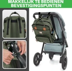 Brisby Slijtvaste Luiertas – Verzorgingstas – Met Buggymontage - Groen -Babyproducten Serie Winkel 1200x1174