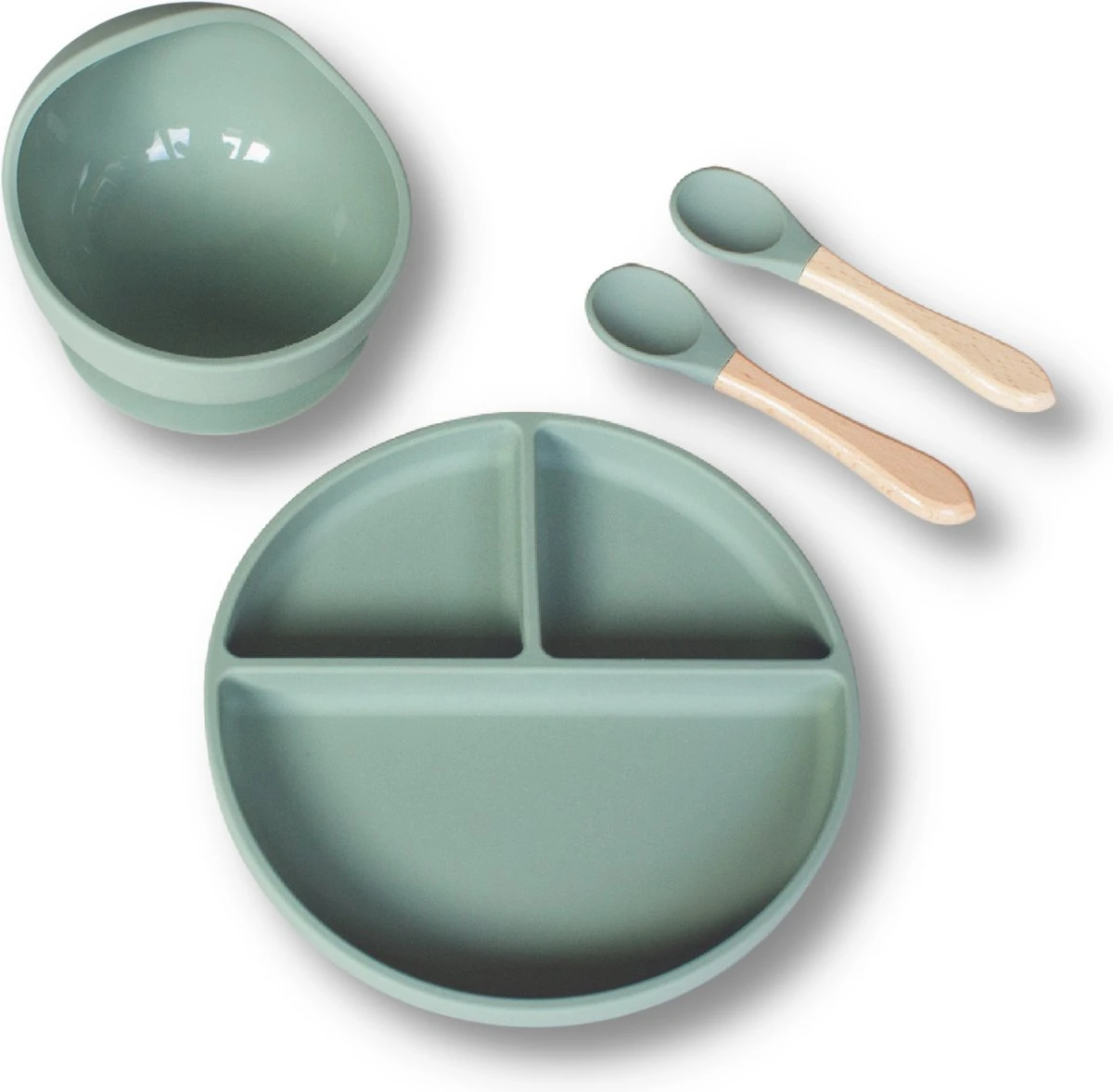 Kids Cultures | Baby Servies | Kinderbord En Kinderkom Met Zuignap Inclusief Lepels | Baby Bord | Groen 3 Kids Cultures | Baby Servies | Kinderbord En Kinderkom Met Zuignap Inclusief Lepels | Baby Bord | Groen