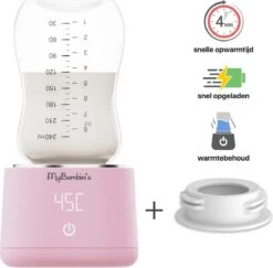 MyBambini's Bottle Warmer Pro™ - Draagbare Baby Flessenwarmer Voor Onderweg - Roze - Geschikt Voor Smalle Hals Flessen Van Dr. Brown's, Difrax, Medela & Nanobebe