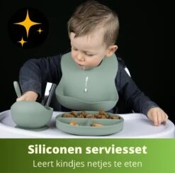 Ik Ben Zo Mooi Onbreekbaar Siliconen Kinderservies Met Zuignap Bordje Voor Baby En Kind - Servies Set Van 5 Stuks - Sage Groen -Babyproducten Serie Winkel 1200x1186 6