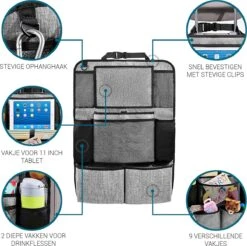 Vannons - Autostoel Organizer - Auto Organizer Voor Kinderen - Met IPadhouder - Grijs -Babyproducten Serie Winkel 1200x1196 8