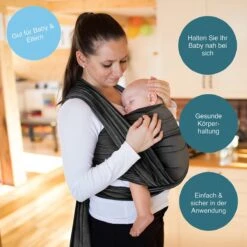 Makimaja Baby Sling - Donkergrijs - Hoge Kwaliteit 100% Natuurlijk Katoen Baby Sling - Baby Sling Pasgeborenen En Baby's Tot 15 Kg - Plus Inclusief: Baby Slabbetje -Babyproducten Serie Winkel 1200x1200 1087