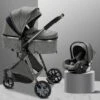 Merkloos Kinderwagen 3-in-1 – Luxe Kinderwagen - Buggy – Wandelwagen - Multifunctioneel – Opklapbaar – Incl Autostoel – Donkergrijs -Babyproducten Serie Winkel 1200x1200 1135